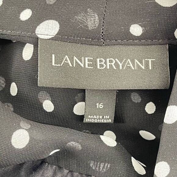 Lane Bryant Polka Dot Chiffon Fit & Flare Dress 16 Keyhole Neck Elastic Waist - Picture 13 of 17